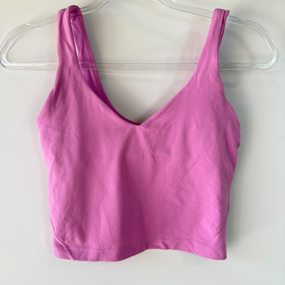 Lululemon Align V-Neck Cropped Pink Tank Top Dahlia Mauve Pink Size 6